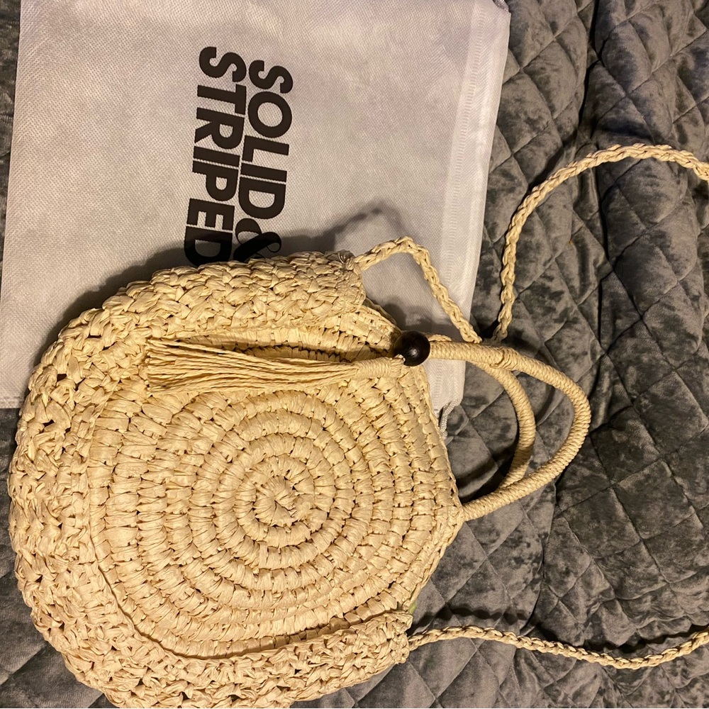 Solid & Stripe Straw Bag - image 2